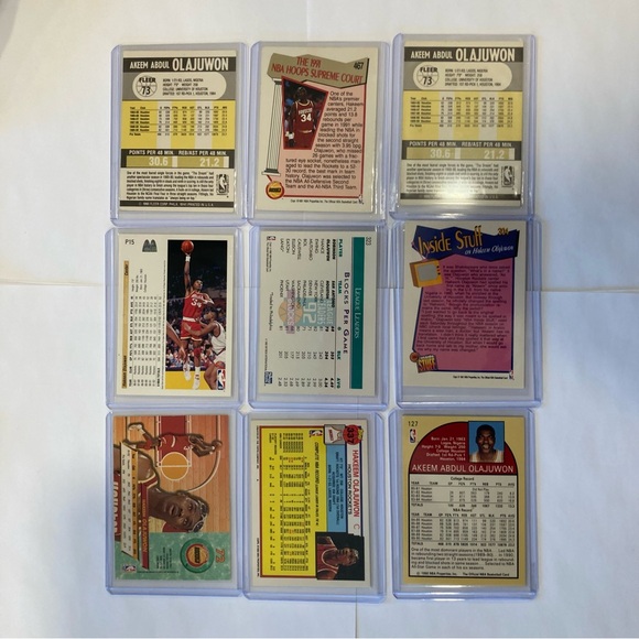 Lot of 9 90s Hakeem Olajuwon NBA Basketball Trading Cards Houston Rockets Akeem - Picture 8 of 16